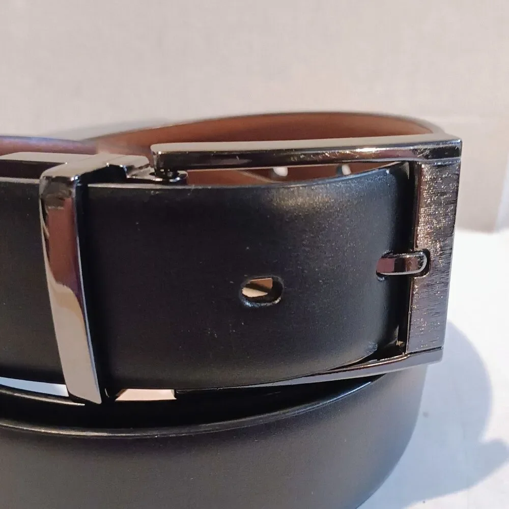 Perry Ellis Portfolio Reversible Dress Belt-Size 42-Faux Leather-Black/Brown